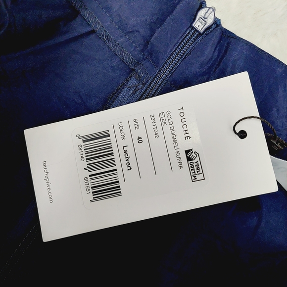 New Touche Gold Buttoned Cupra Navy Blue Skirt P1485 - Picture 8 of 10